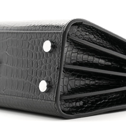 Calfskin Crocodile Embossed Nano Sac De Jour Black