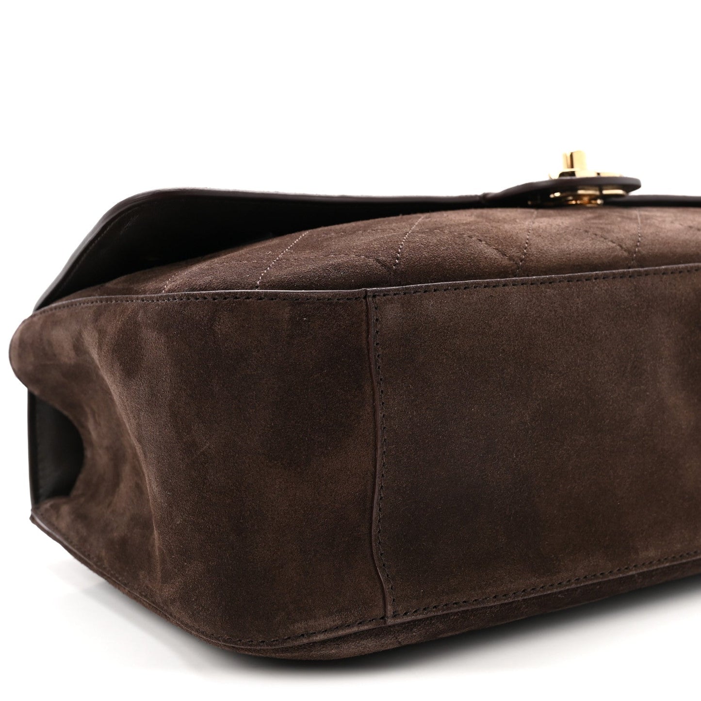 Suede Calfskin Small Souplissimo Maxi Flap Dark Brown
