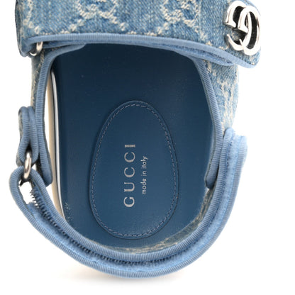 New Denim Delave GG Monogram Womens Dad Sandals 37 Light Blue Avion