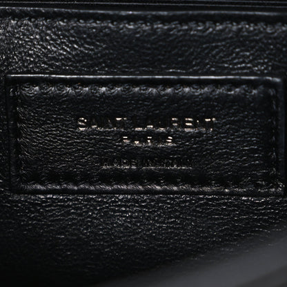 Grain De Poudre Textured Mixed Matelasse Triquilt Small Monogram Monochrome Satchel Black
