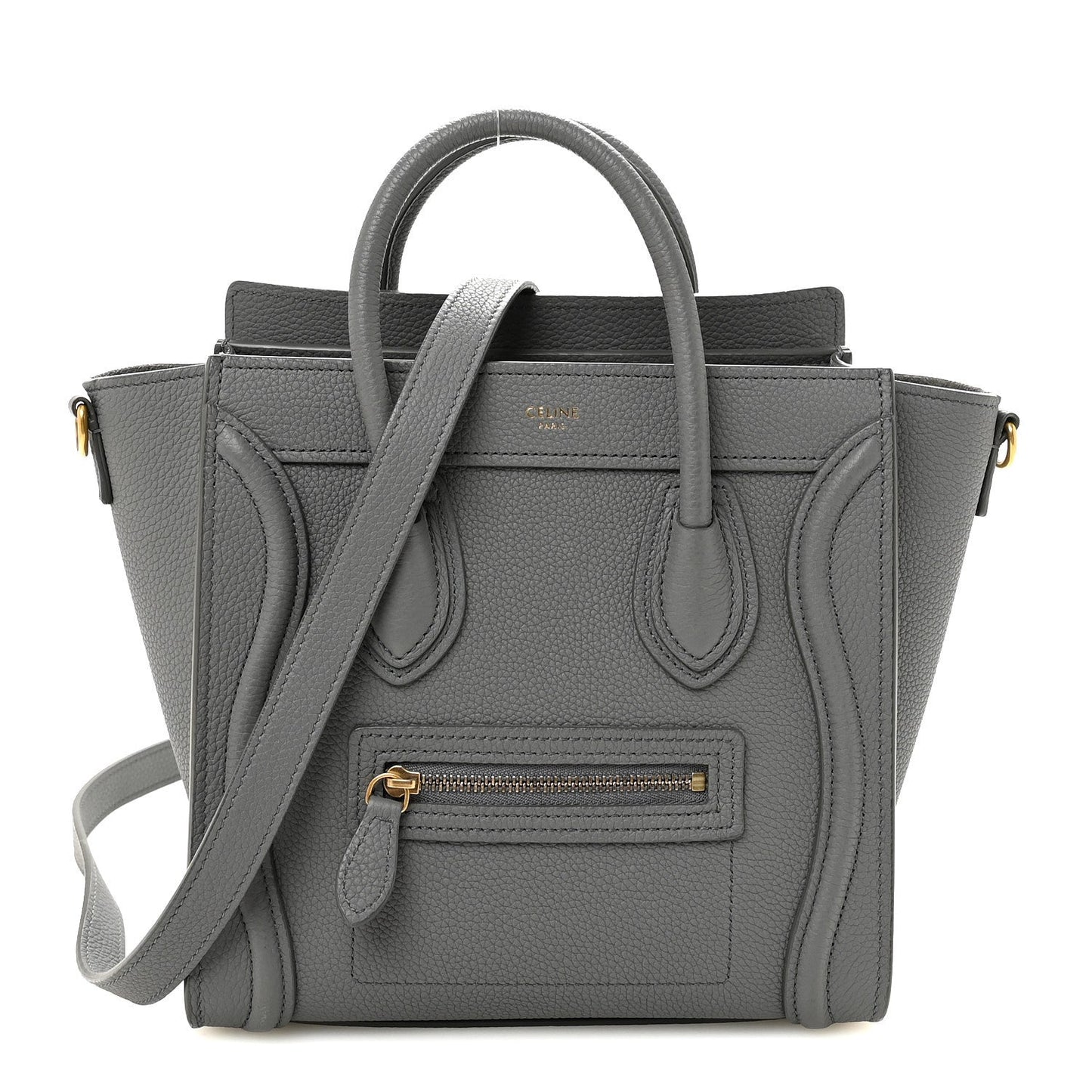Drummed Calfskin Nano Luggage Kohl