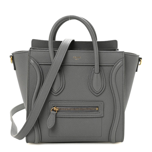 Drummed Calfskin Nano Luggage Kohl