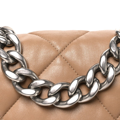Lambskin Quilted Large Chanel 19 Flap Beige