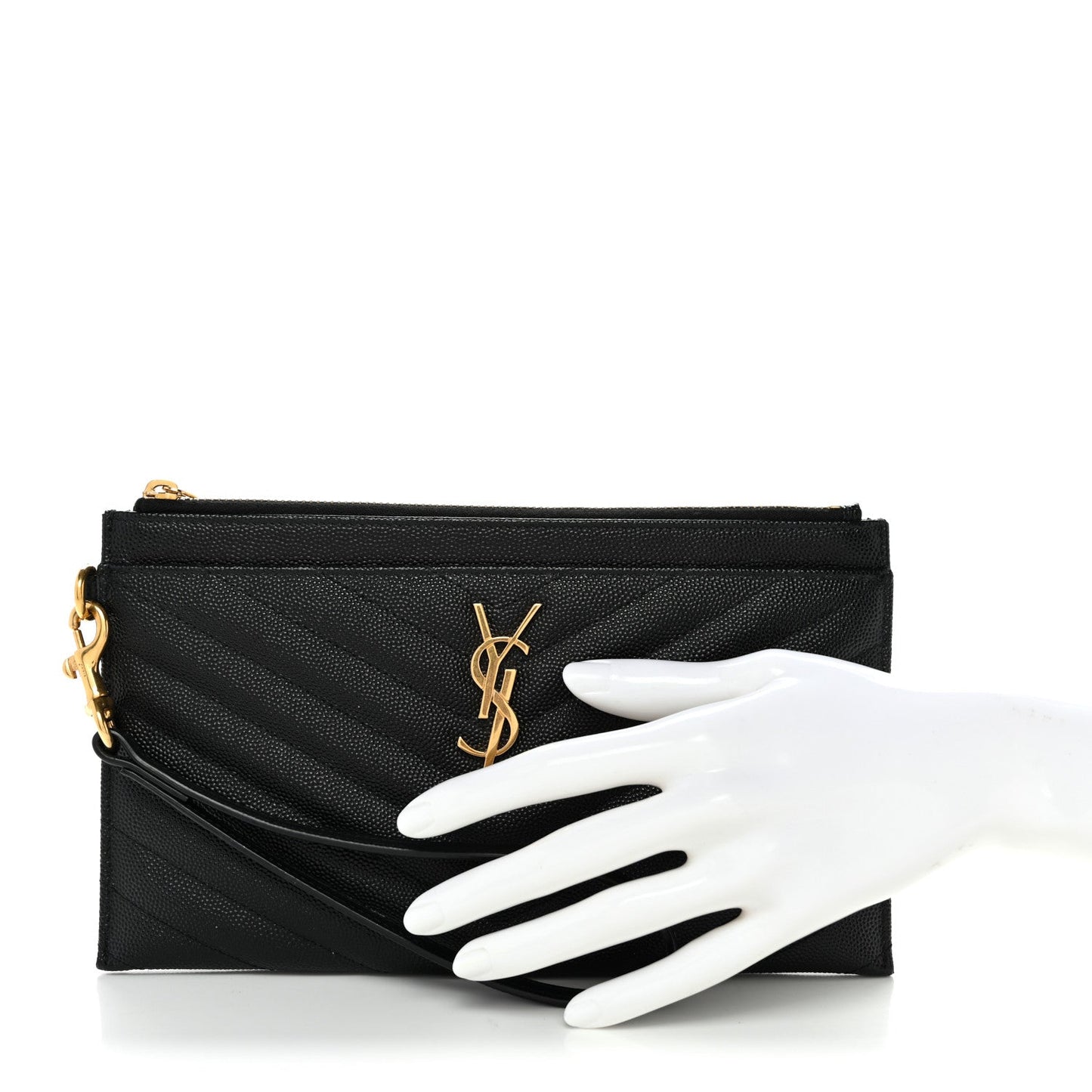 Grain De Poudre Chevron Monogram Large Bill Pouch Black