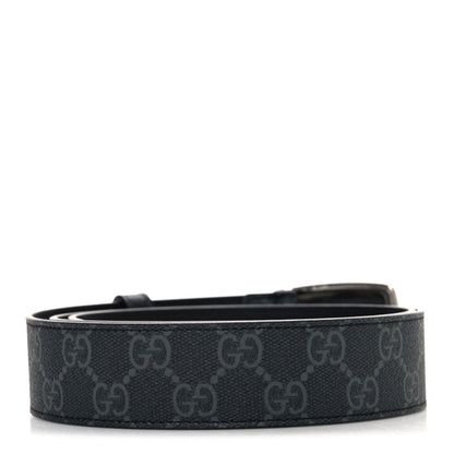 GG Supreme Monogram Plaque Buckle Belt 90 36 Black