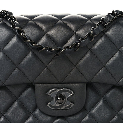 Pearly Lambskin Quilted Mini Rectangular Flap So Black