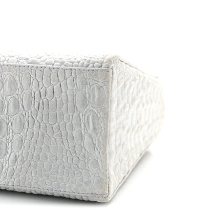 Calfskin Alligator Embossed Medium Lady Dior Light Blue
