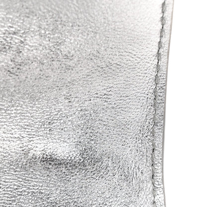 Metallic Lambskin Intrecciato Long Andiamo Top Handle Clutch Silver
