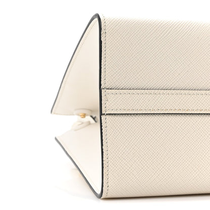Saffiano Cuir Calfskin Small Monochrome Top Handle Tote White