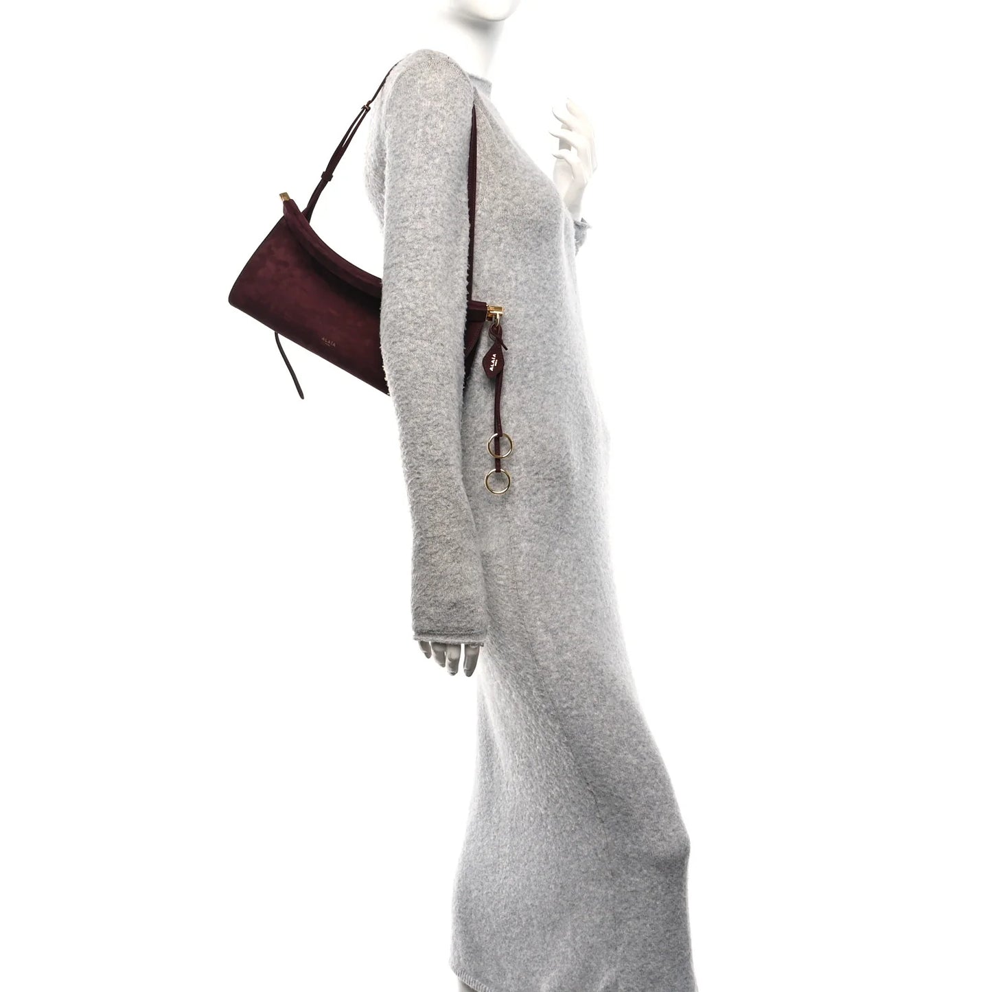 Alaia Nubuck Medium Le Click East West Bag Rouge Grenat