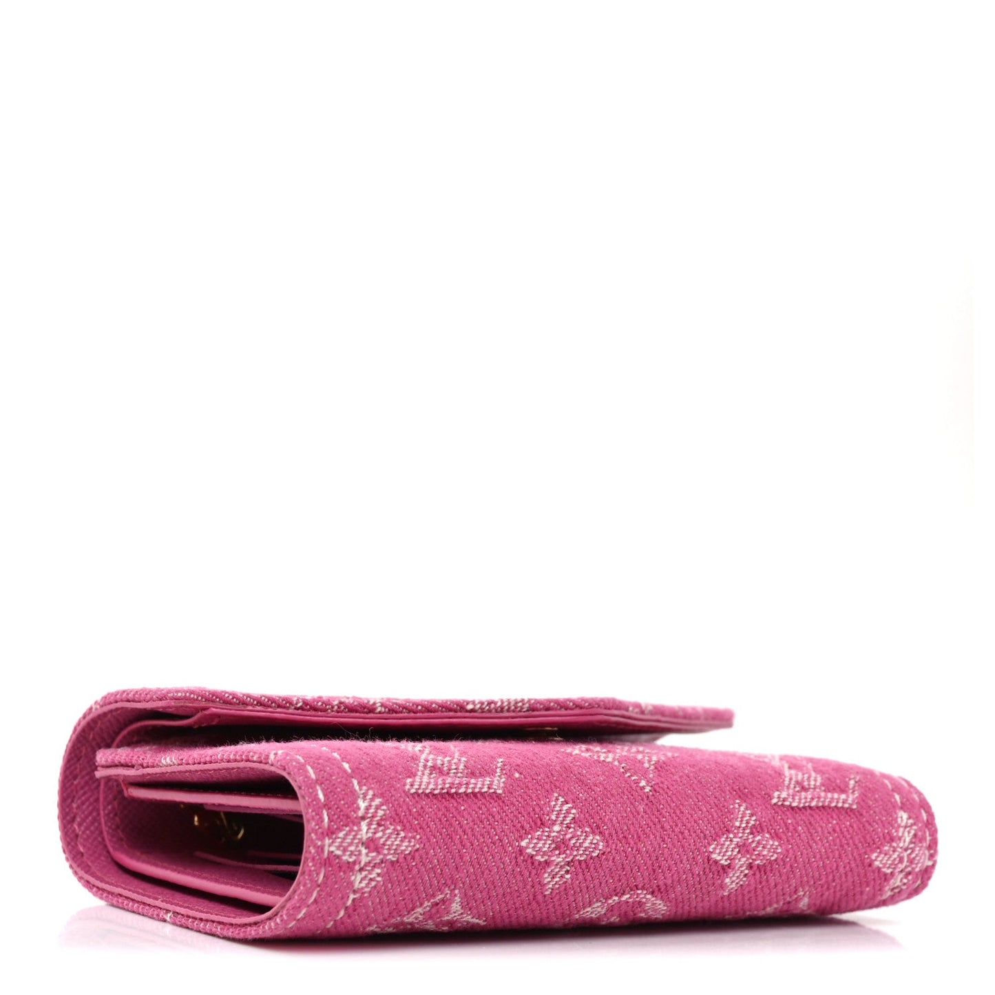 Denim Monogram Jacquard Victorine Wallet Fuchsia