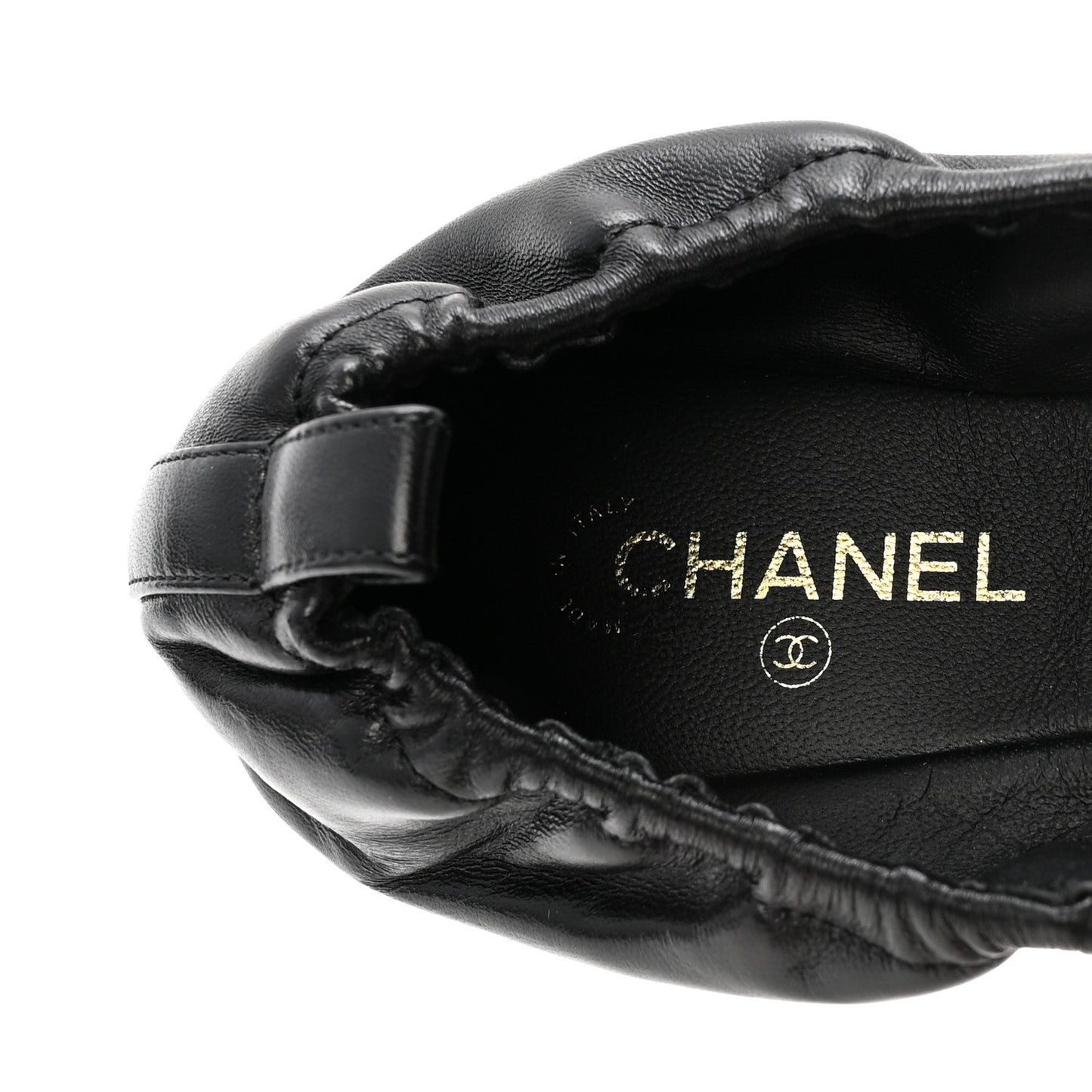 Lambskin CC Turnlock Ballerina Flats 37 Black