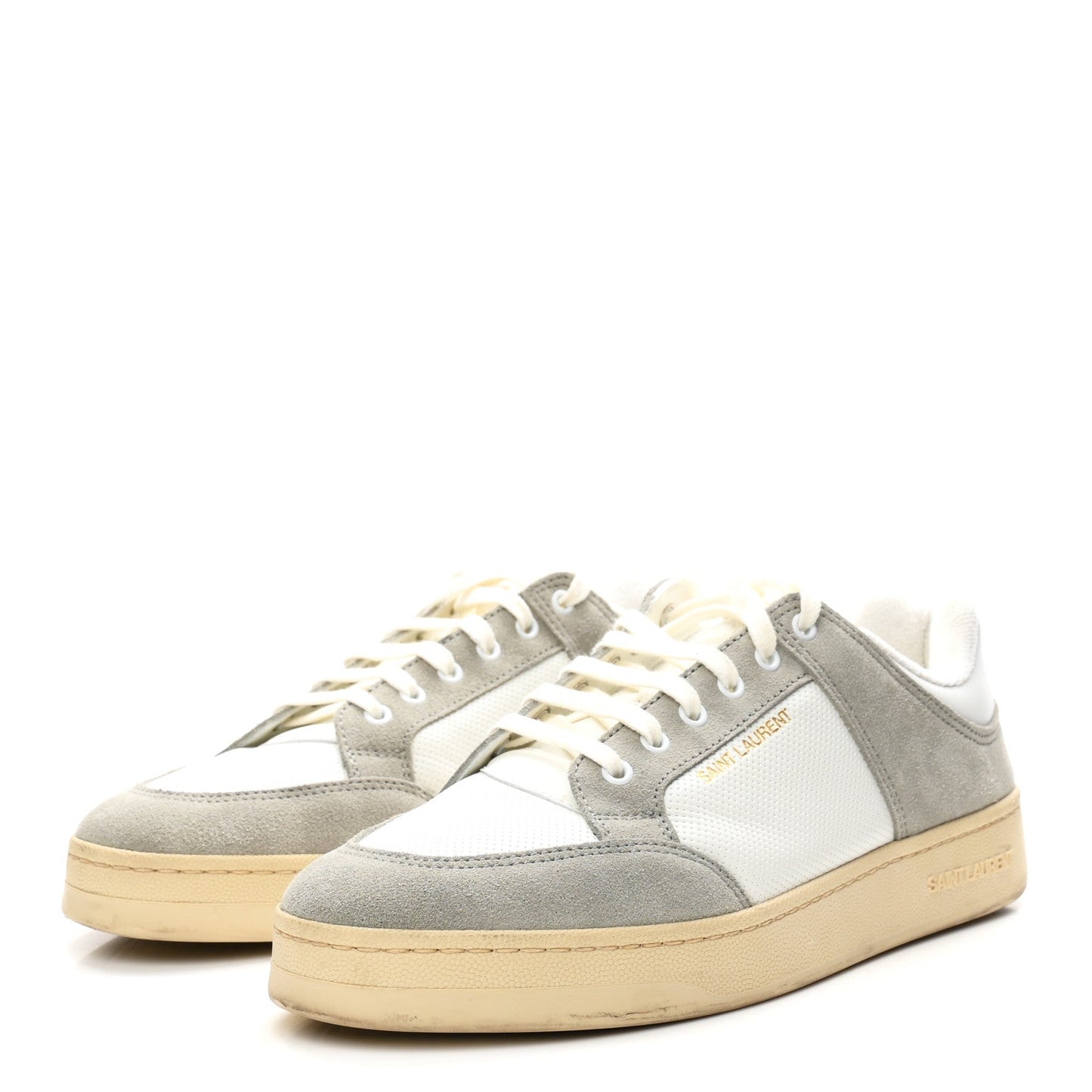 Calfskin Perforated Suede Mens SL61 Sneakers 45 Blanc Optique Paris