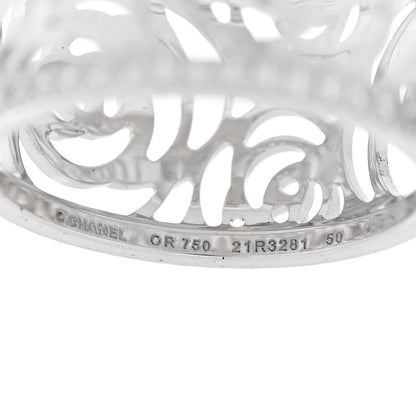 18K White Gold Diamond Camellia Ajoure Band Ring 50 5.5