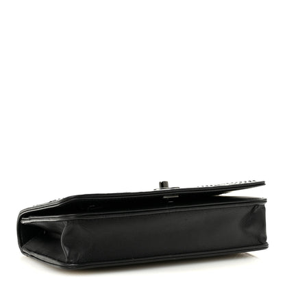 Lambskin Studded Wallet On Chain WOC Black