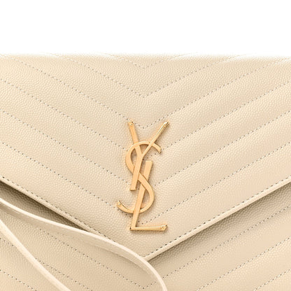 Grain De Poudre Matelasse Chevron Monogram Envelope Clutch Crema Soft