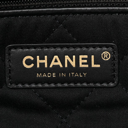 Shiny Calfskin Quilted Small Chanel 22 Black