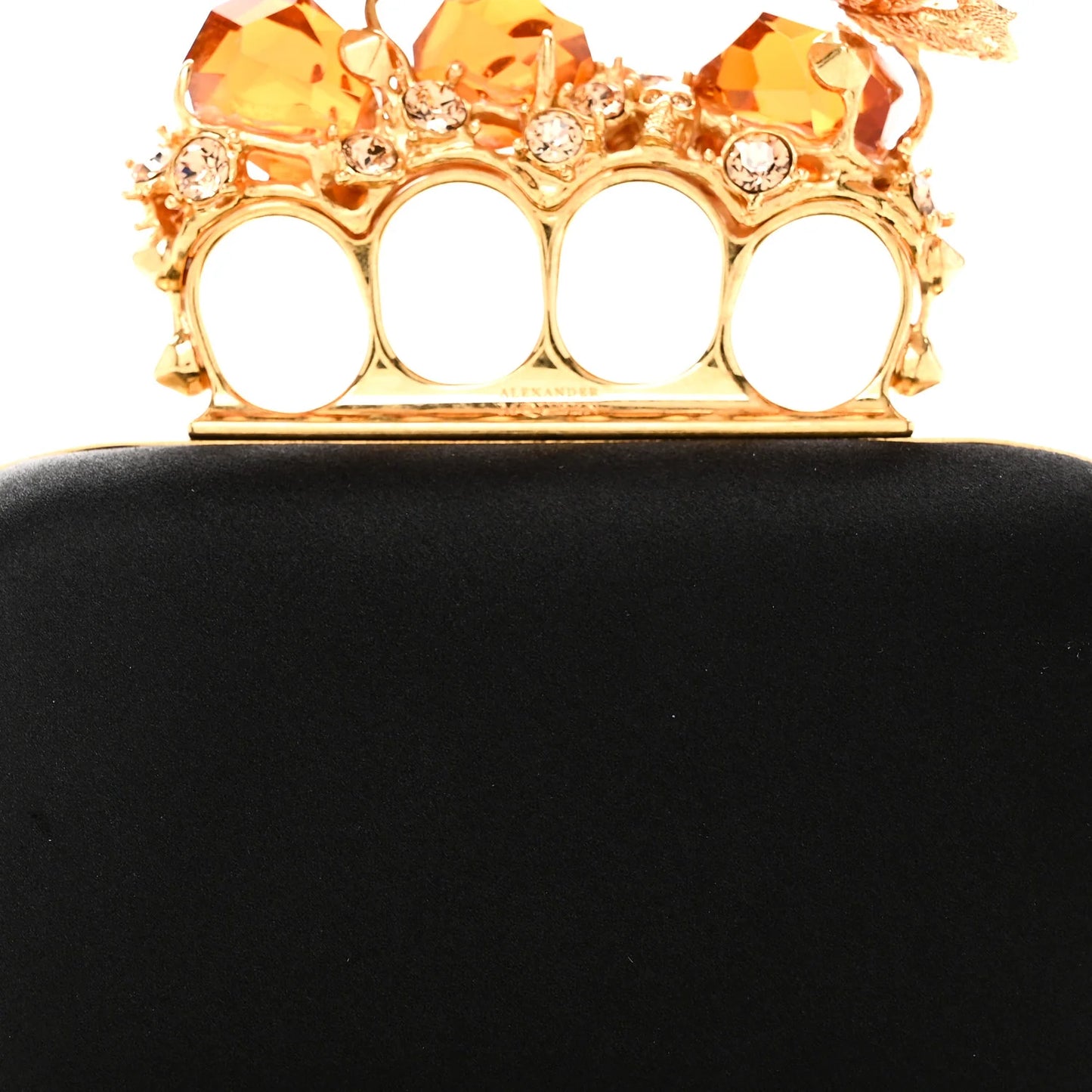 Alexander McQueen Satin Butterfly Knuckle Duster Box Clutch Black