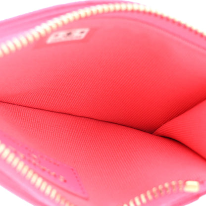 Caviar Quilted Flap Zip Card Holder Dark Pink