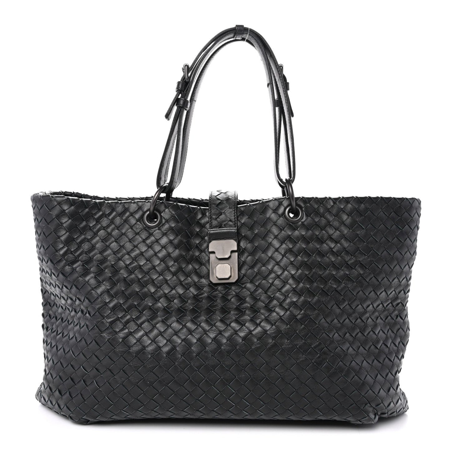 Nappa Intrecciato Medium Roma Tote Black