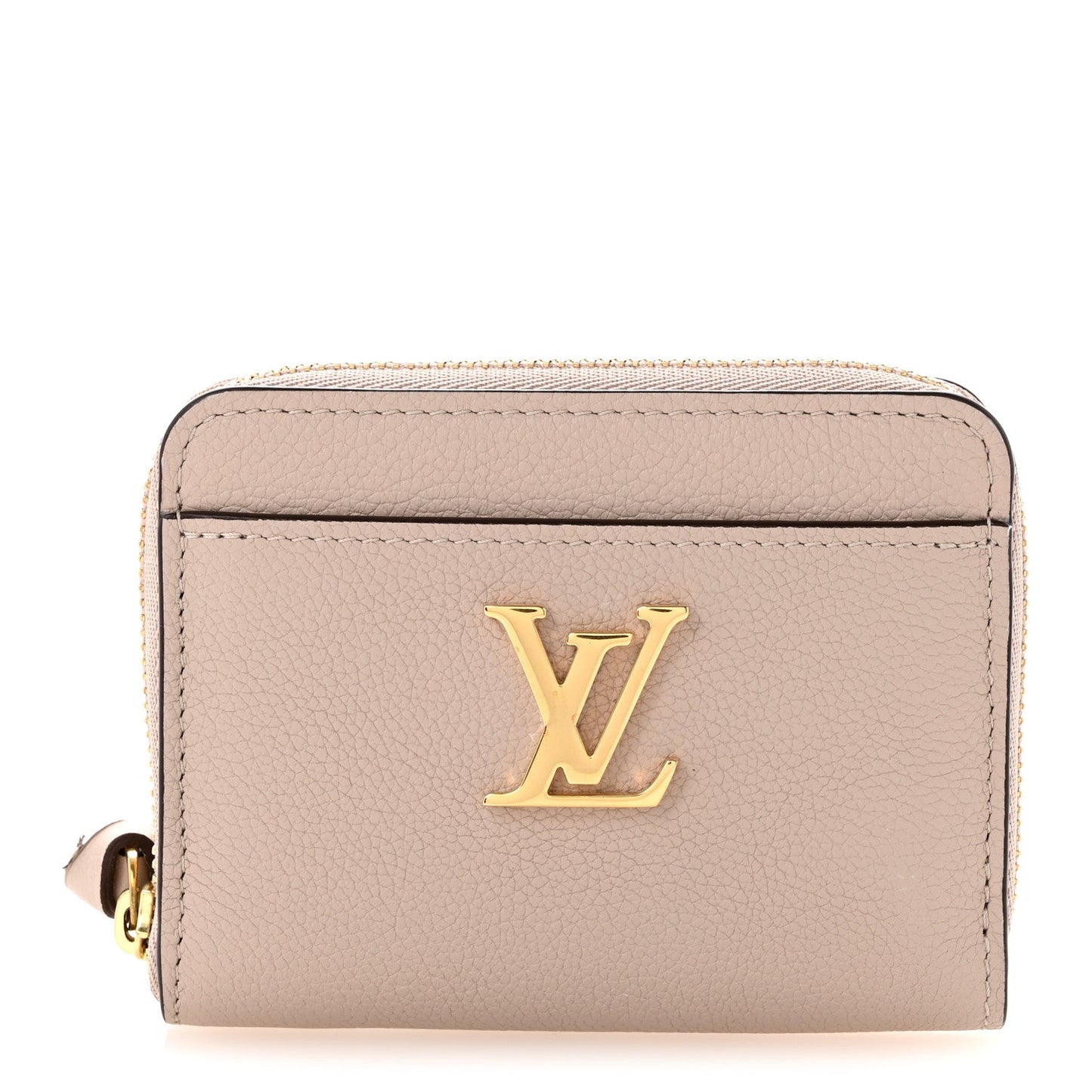 Calfskin Lockme Zippy Coin Purse Greige