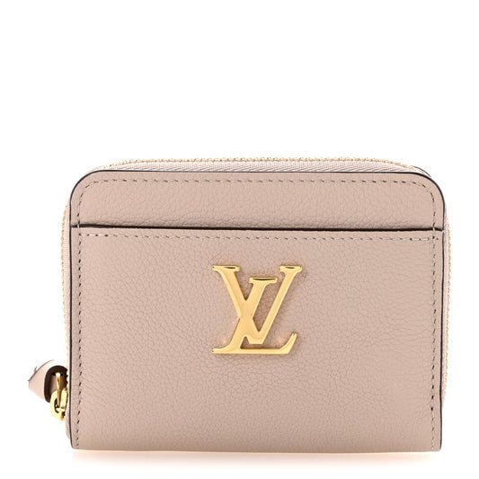 Calfskin Lockme Zippy Coin Purse Greige