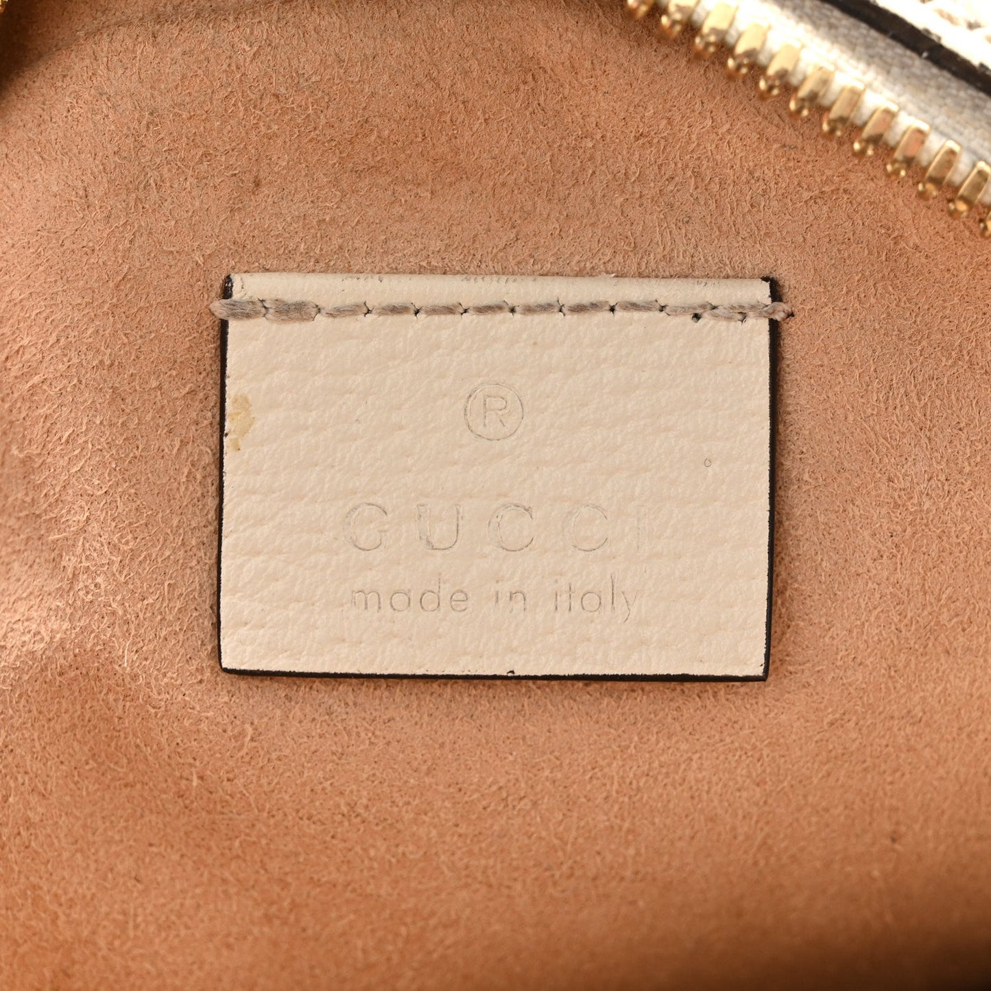 Textured Calfskin Web Mini Ophidia Round Shoulder Bag Mystic White