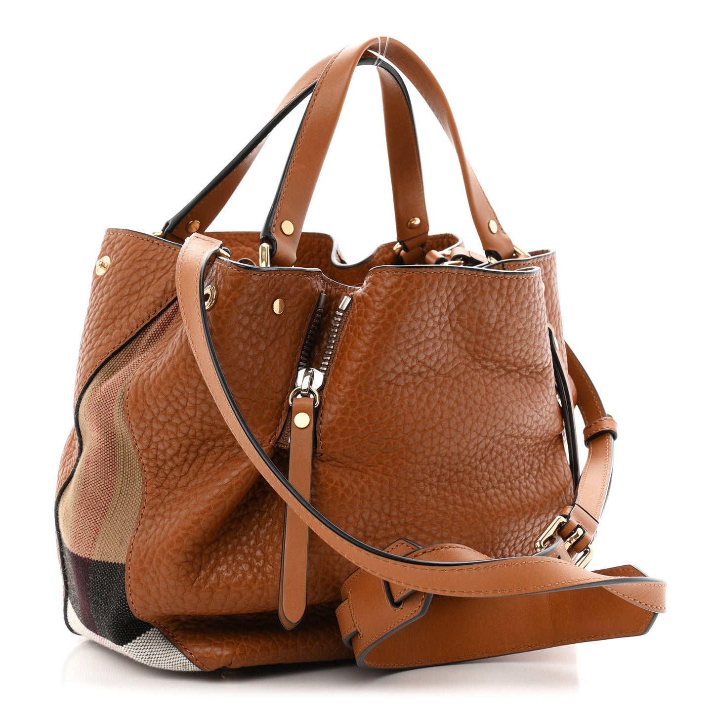 Grainy Calfskin House Check Small Maidstone Saddle Brown