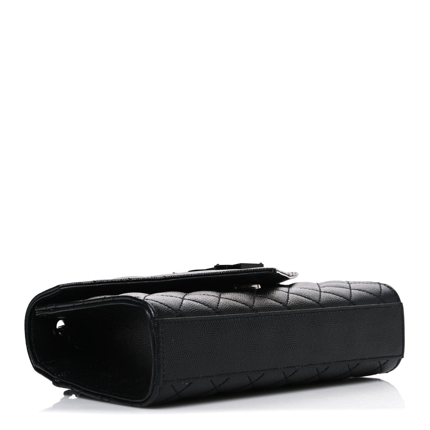 Grain De Poudre Textured Mixed Matelasse Triquilt Small Monogram Monochrome Satchel Black