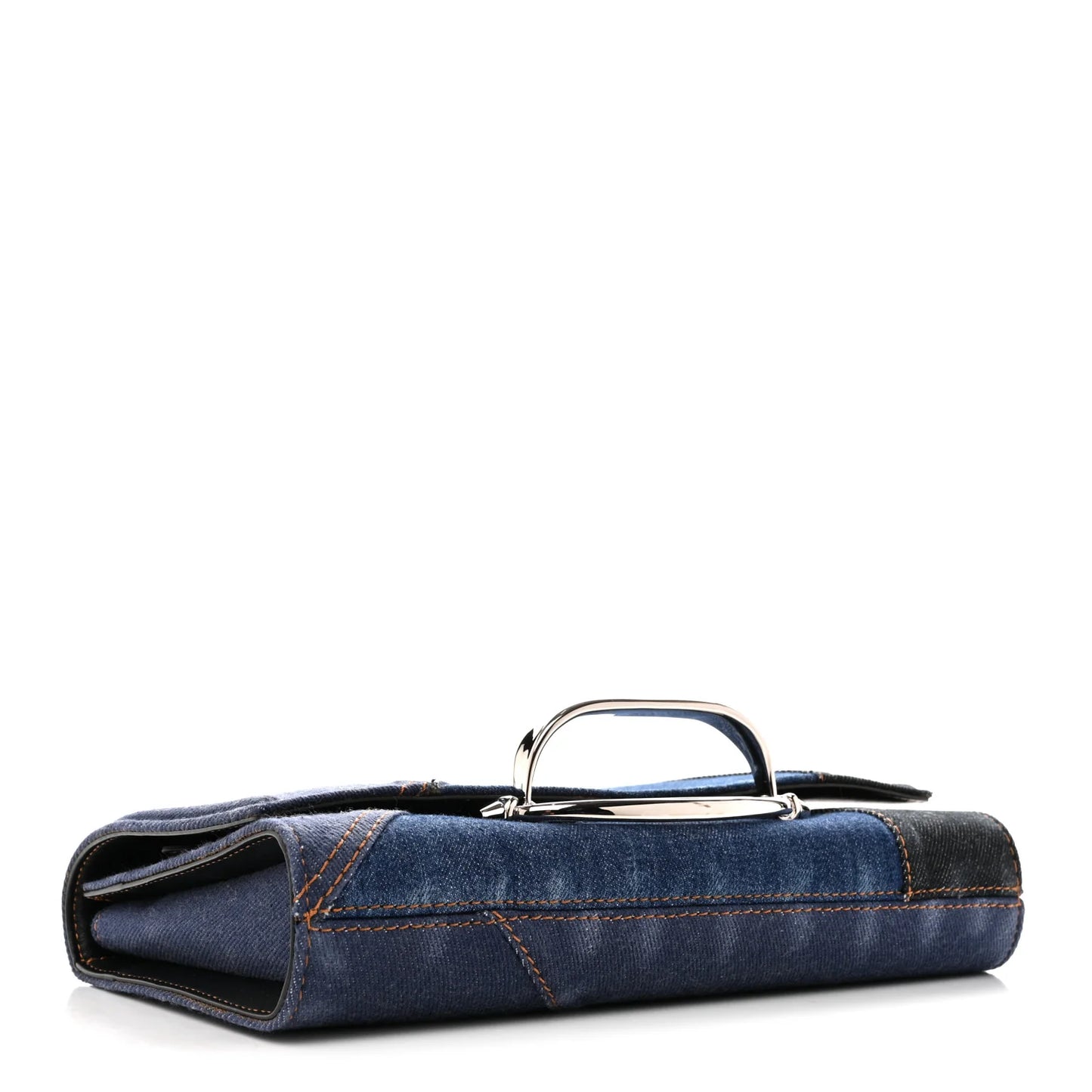 Alexander McQueen Denim Calfskin The Story Shoulder Bag Blue
