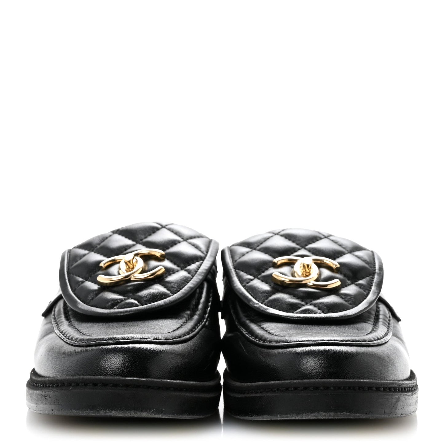 Lambskin Quilted CC Turnlock Mules 39.5 Black