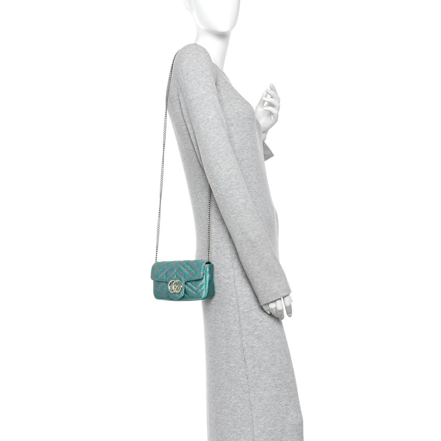 Jacquard Super Mini GG Marmont Shoulder Bag Green