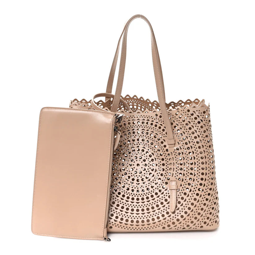 Alaia Calfskin Vienne Mina 32 Bag Sandy