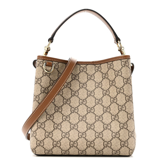 GG Supreme Monogram Emblem Small Shoulder Bag Beige Ebony Sundial
