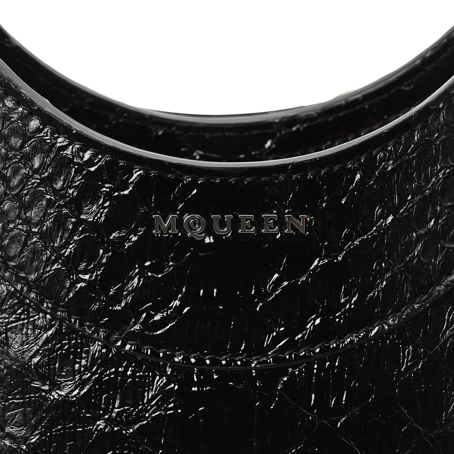 Alexander McQueen Snakeskin Crystal Mini T Bar Top Handle Black