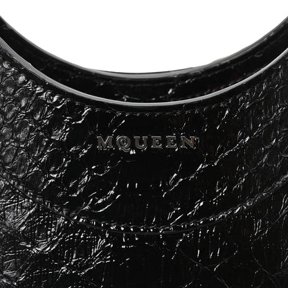 Alexander McQueen Snakeskin Crystal Mini T Bar Top Handle Black