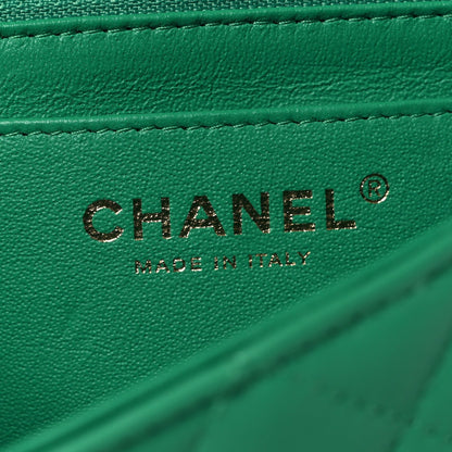 Lambskin Quilted Mini Rectangular Flap Green