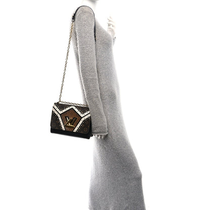 Veau Satin Monogram Twist Shoulder Bag MM Black