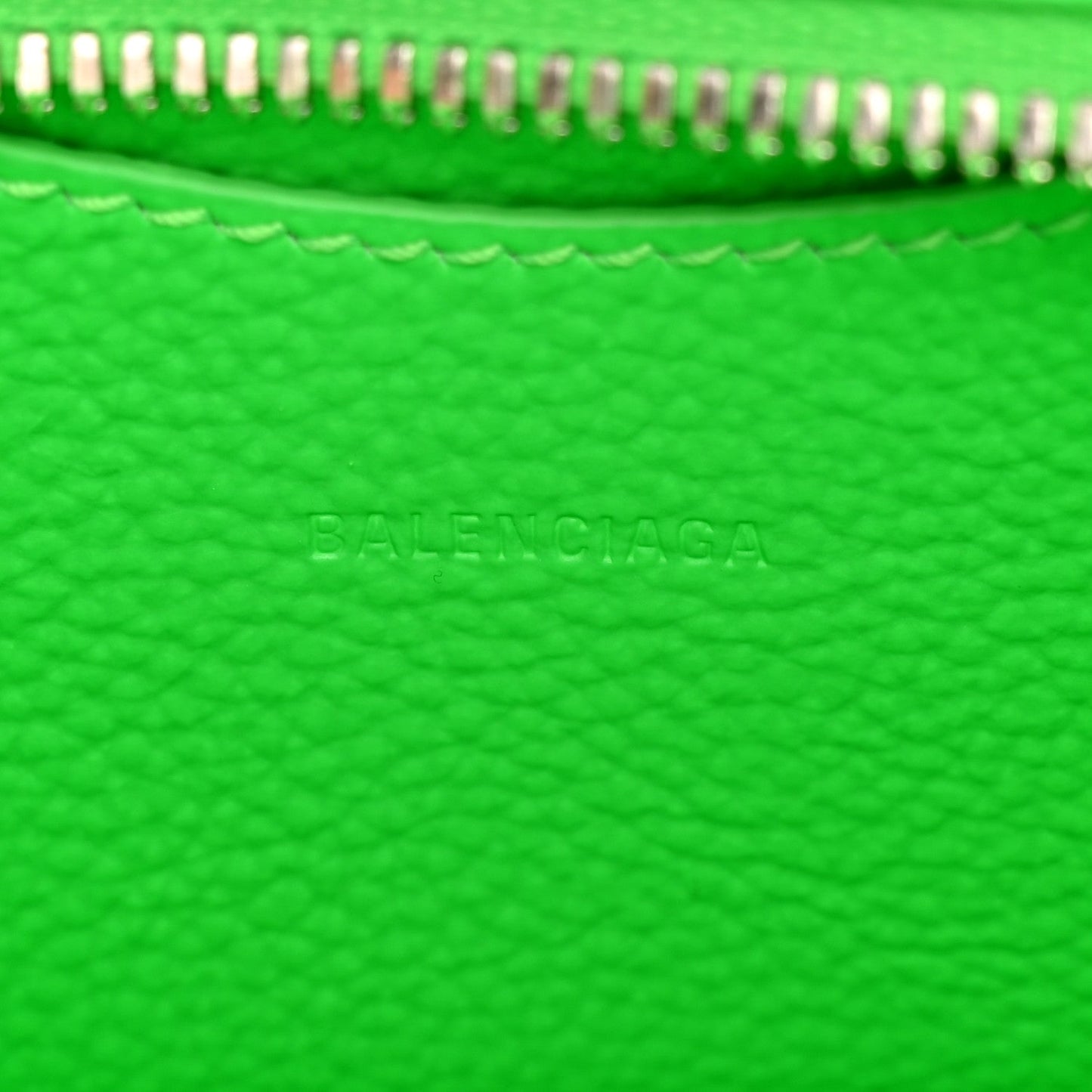 Grained Calfskin Neo Classic Silver Hardware Nano City Crossbody Fluo Green