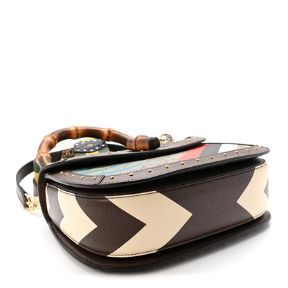 GG Supreme Monogram Studded Calfskin 100 Centennial Geometric Medium Bamboo 1947 Top Handle Bag Beige Ebony Multicolor