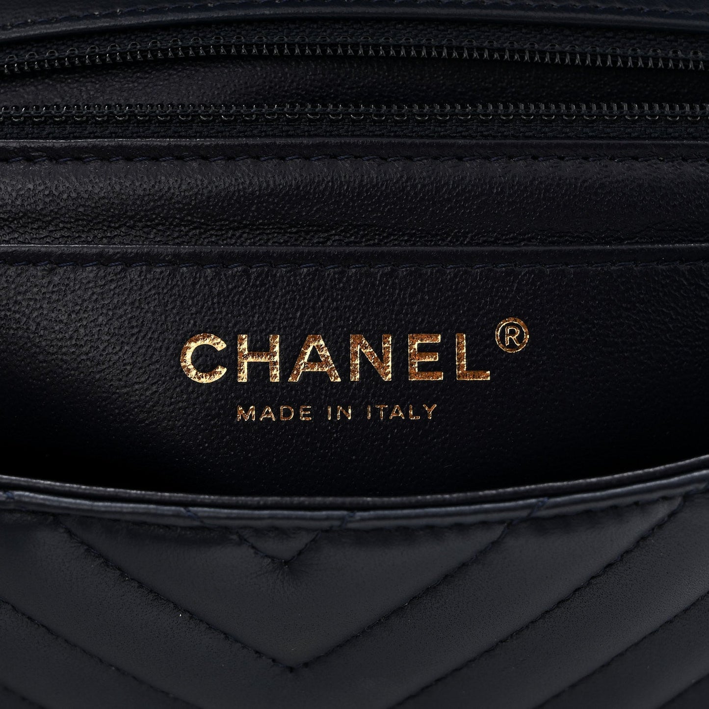 Lambskin Chevron Quilted Mini Rectangular Flap Navy