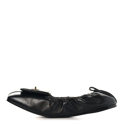 Lambskin CC Turnlock Ballerina Flats 39.5 Black