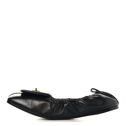 Lambskin CC Turnlock Ballerina Flats 39.5 Black