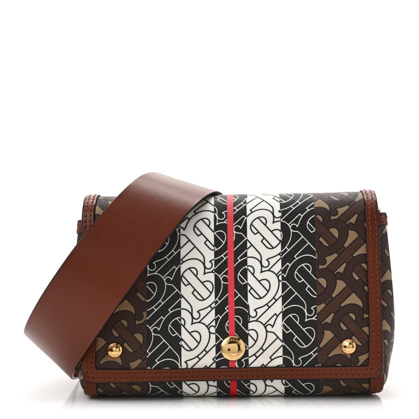 E-Canvas Monogram Stripe Hackberry Crossbody Bag Bridle Brown