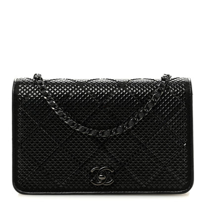 Lambskin Studded Wallet On Chain WOC Black
