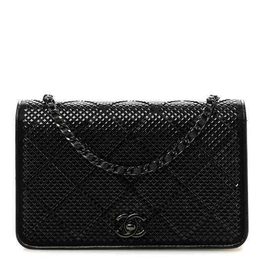 Lambskin Studded Wallet On Chain WOC Black