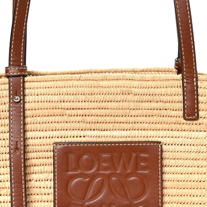 Raffia Small Square Basket Tote Bag Natural Tan