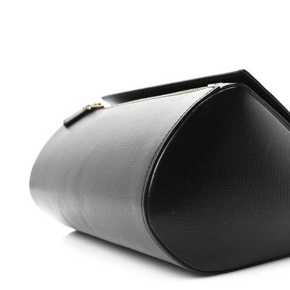 Textured Calfskin Medium Pandora Box Crossbody Bag Black