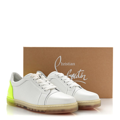 Calfskin Perforated Nappa Womens Fun Vieira Orlato Flat Sneakers 39 Bianco Fluo Yellow