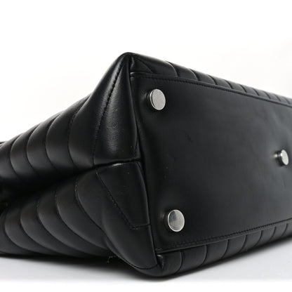 Calfskin Y Quilted Monogram Large Loulou Chain Satchel Black